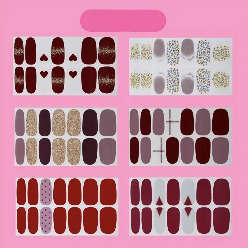 Nail Art Polish Stickers Strips Set With 1 Pcs Nail File | Self-Adhesive Nail Wraps Decals | Manicure Kit For Women Home DIY And Salon